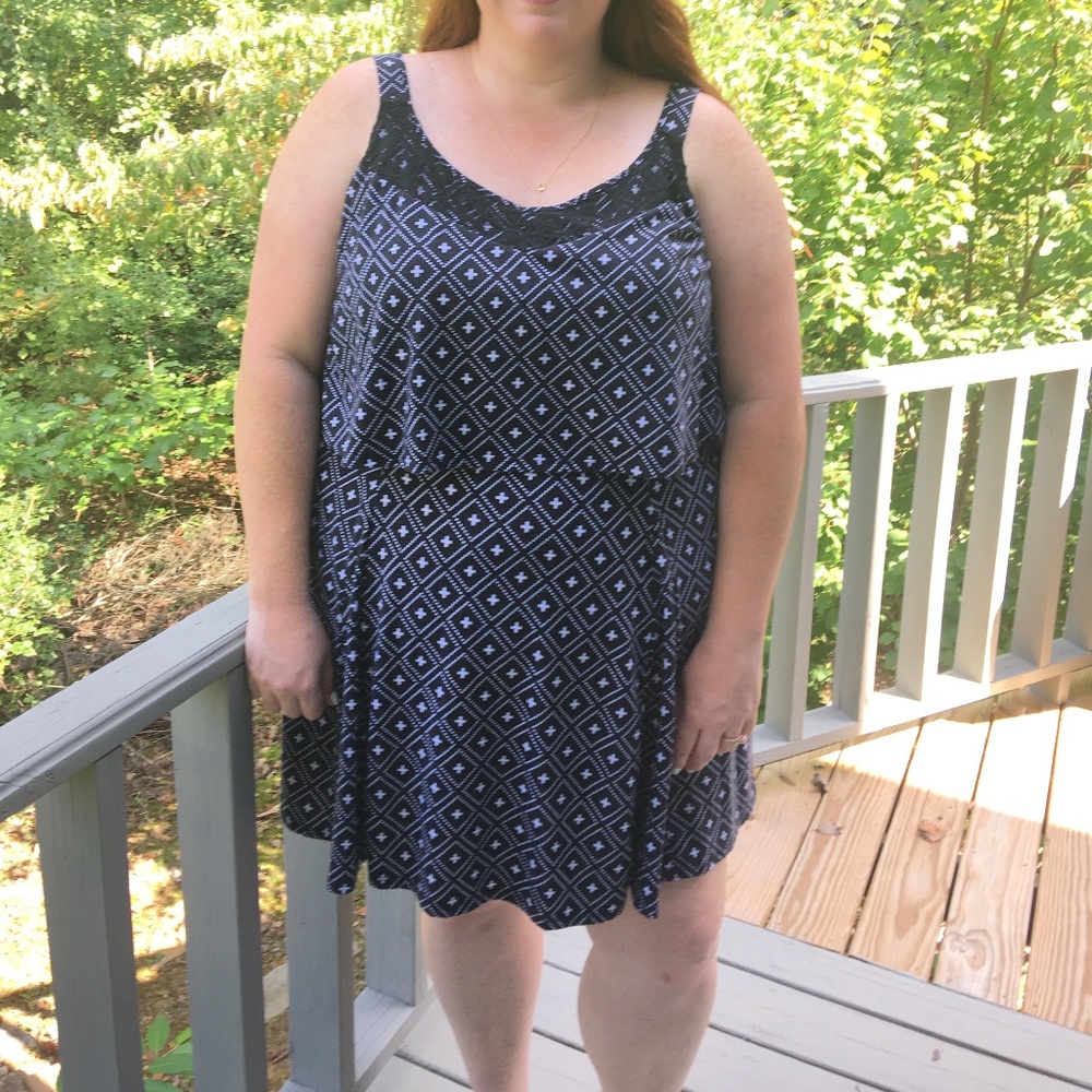 Cato 22/24W Black/White Dress